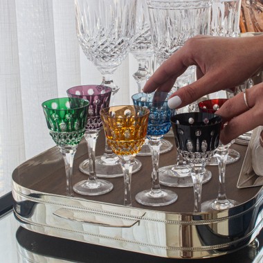 Taça Cristal Lapidado 69 Licor Amarelo 60ml