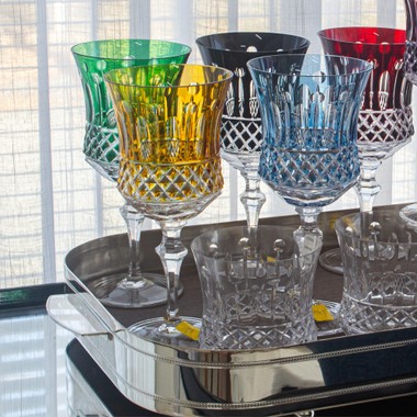 Taça Cristal Lapidado 69 P/água Amarelo Mozart 370ml