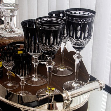 Taça Cristal Lapidado 68 P/Agua Preto Mozart 350ml