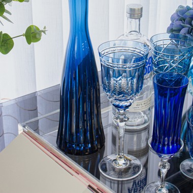 Taça Cristal Lapidado 68 P/Vinho Tinto Azul Claro Mozart 300ml