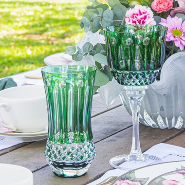 Taça Cristal Lapidado 69 P/água Verde Escuro Mozart 400ml