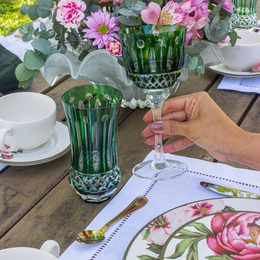 Taça Cristal Lapidado 69 P/Vinho Tinto Verde Escuro Mozart 300ml