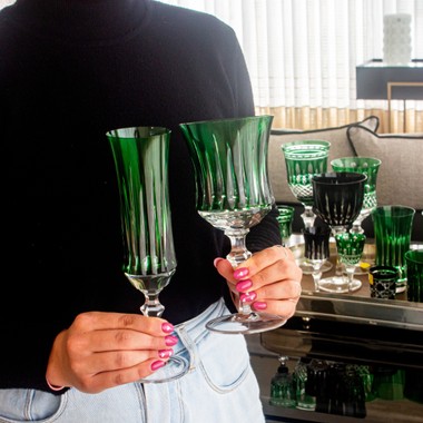 Taça Cristal Lapidado 66 P/Vinho Tinto Verde Escuro 320ml