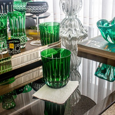 Copo Cristal Lapidado 66 Whisky Verde Escuro 400 Ml