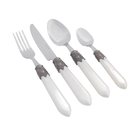 Faqueiro com 24 Peças Aço Inox Metal Branco