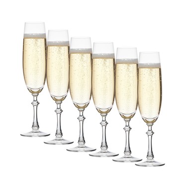 Kit 6 Taças de Cristal 24%pbo P/Champagne 250ml