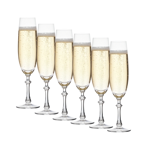 Kit 6 Taças de Cristal 24%pbo P/Champagne 250ml