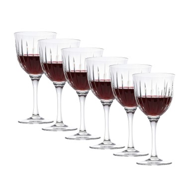 Kit 6 Taças de Cristal Lapidado 66 P/Vinho Tinto Incolor