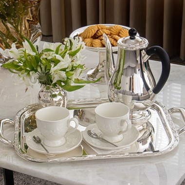 Bule de Café de Prata C/Alça de Madeira e Cordão Croise St James