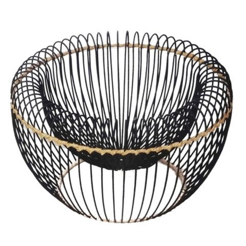 Fruteira de Metal com Detalhes em Fibra Sintética