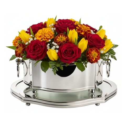 Centro de Mesa Prata Classic e Presentoir em Espelho St James