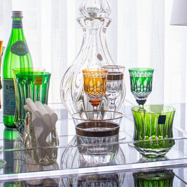 Copo de Cristal Lapidado P/Whisky Série Ouro