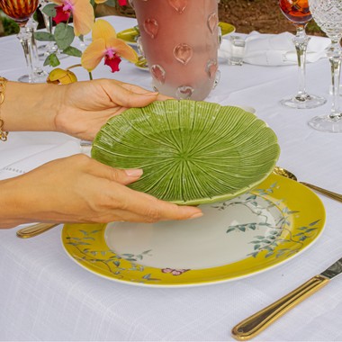 Prato Sobremesa Cerâmica Banana Leaf Verde