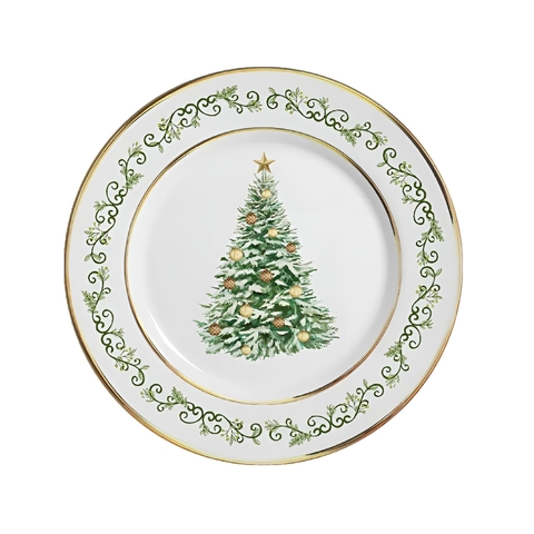 Prato Sobremesa Classic Christmas C/Filete de Ouro