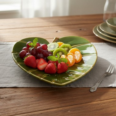 Travessa Cerâmica Costela Leaf Verde