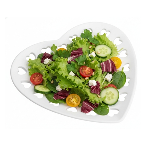 Travessa de Cerâmica Vazada Coração Branco Grande