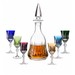 Kit Licoreira Cristal Incolor e 6 Taças Cristal Coloridas Lapidado 66