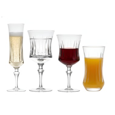 Kit 24 Taças e Copos de Cristal Lapidado 66 Incolor