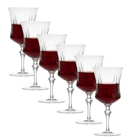 Kit 6 Taças de Cristal Lapidado P/Vinho Tinto Incolor