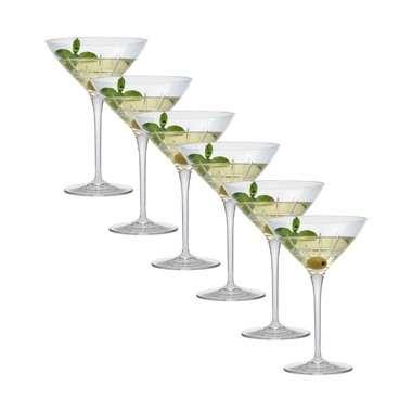 Kit 6 Taças de Cristal Lapidado 30 P/Martini Incolor