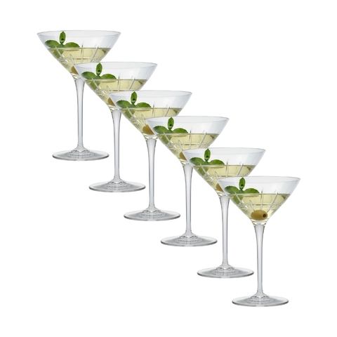Kit 6 Taças de Cristal Lapidado 30 P/Martini Incolor