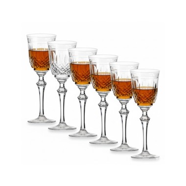 Kit 6 Taças Modelo 37 Cristal Lapidado 68 Licor Incolor 80ml