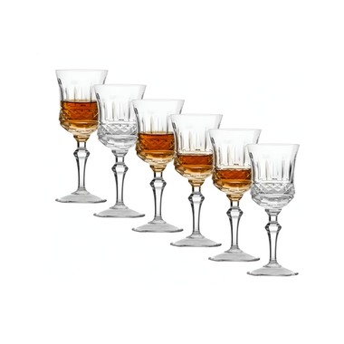 Kit 6 Taças Modelo 19 Cristal Lapidado 69 Licor Incolor 70ml