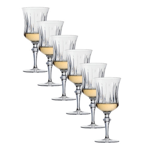 Kit 6 Taças de Cristal Lapidado P/Vinho Branco Incolor 260ml