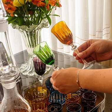 Taça Cristal Lapidado 66 Serenata Licor 110ml Amarelo