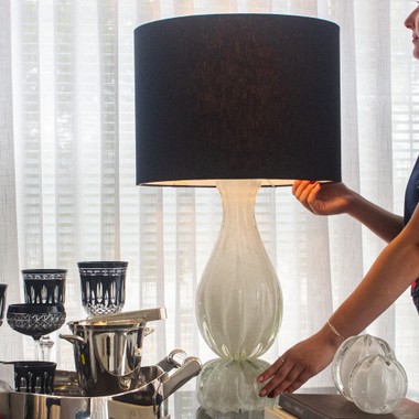 Abajur Murano Pietra Quartzo Perola