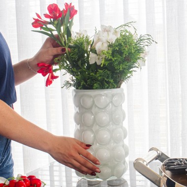 Vaso Murano Moab Quartzo Perola