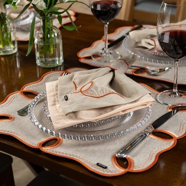 Jogo Americano Retangular Dupla Face Amelia Laranja