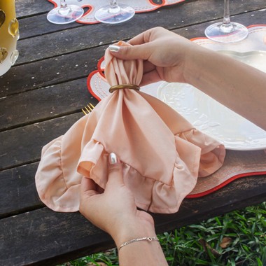 Jogo 2 Guardanapos com Babado Salmão