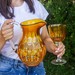 Taça de Cristal Lapidado 66 P/Agua Amarelo