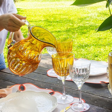 Taça de Cristal Lapidado 66 P/Agua Amarelo