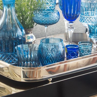 Copo Cristal Lapidado 46 P/Whisky Pineapple Azul Claro