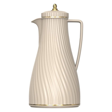 Garrafa Térmica Poliestireno Bege com Dourado