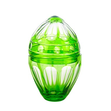 Compoteira Egg de Cristal Lapidado Verde Claro