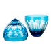 Compoteira Egg de Cristal Lapidado Azul Claro
