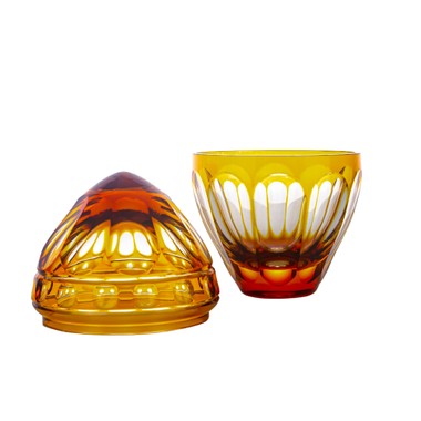 Compoteira Egg de Cristal Lapidado Amarelo