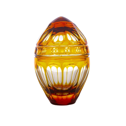 Compoteira Egg de Cristal Lapidado Amarelo