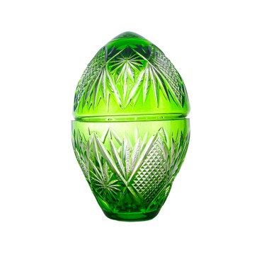 Compoteira Egg de Cristal Lapidado Pineapple Verde Claro