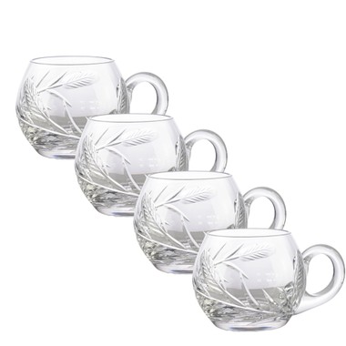 Kit 4 Xícaras P/Café de Cristal Lapidado Ramos