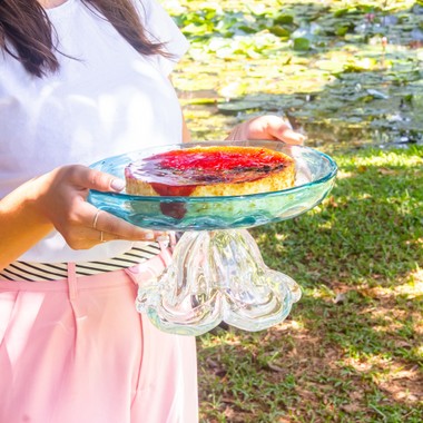 Prato P/Bolo de Murano Keli Azul