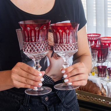 Taça Cristal Lapidado 69 P/Vinho Tinto Vermelho Mozart 340ml