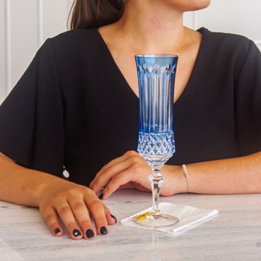 Taça Cristal Lapidado P/Champagne Mozart 69 Azul Claro 210ml
