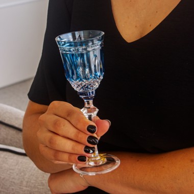 Taça Cristal Lapidado 68 Licor Azul Claro 80ml