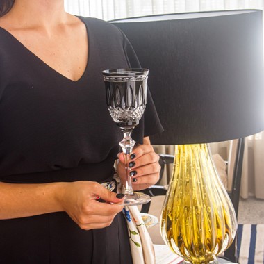 Taça Cristal Lapidado 68 P/Vinho Tinto Preto Mozart 300ml