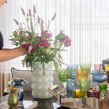 Vaso Murano Moab Quartzo Perola