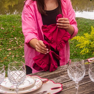 Jogo 2 Guardanapos com Babado Fucsia